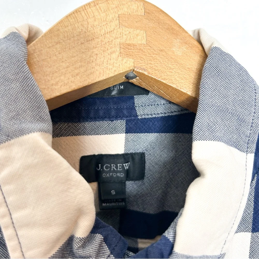 J. Crew Mens Oxford‎ Slim Fit Long Sleeve Plaid Button Front Shirt Small S